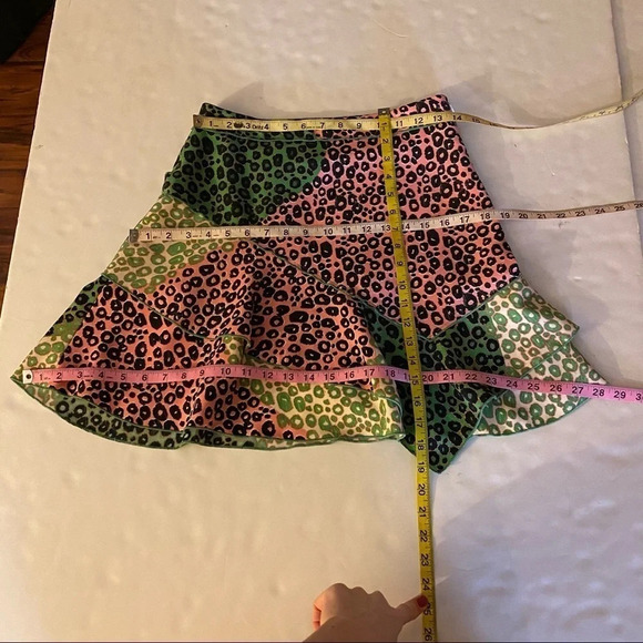 Derek Lam 10 Crosby Ruffle Leopard Print Skirt Pink Green Layered Size 6 Small - Picture 10 of 14